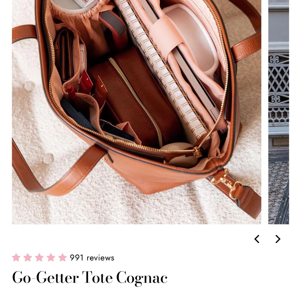 Poppy & Peonies Cognac Tote Bag
